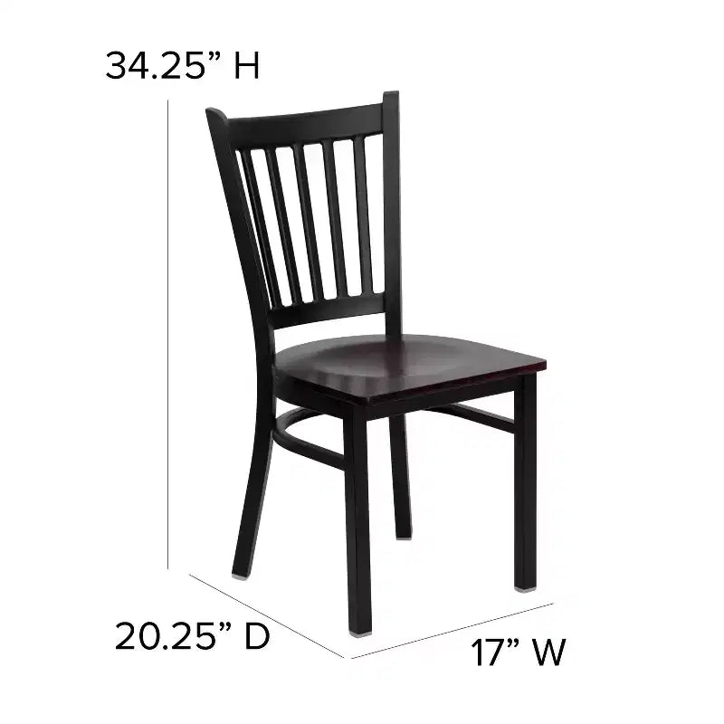 Emma and Oliver 2 Pack Vertical Back Metal Restaurant Chair