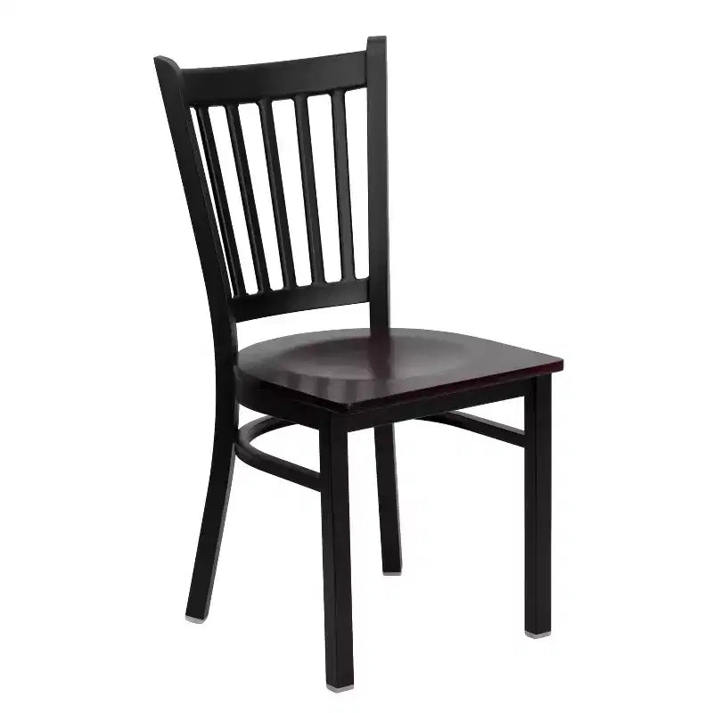 Emma and Oliver 2 Pack Vertical Back Metal Restaurant Chair