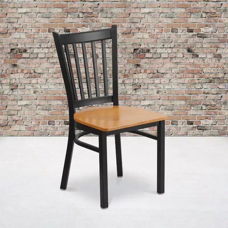 Emma and Oliver 2 Pack Vertical Back Metal Restaurant Chair