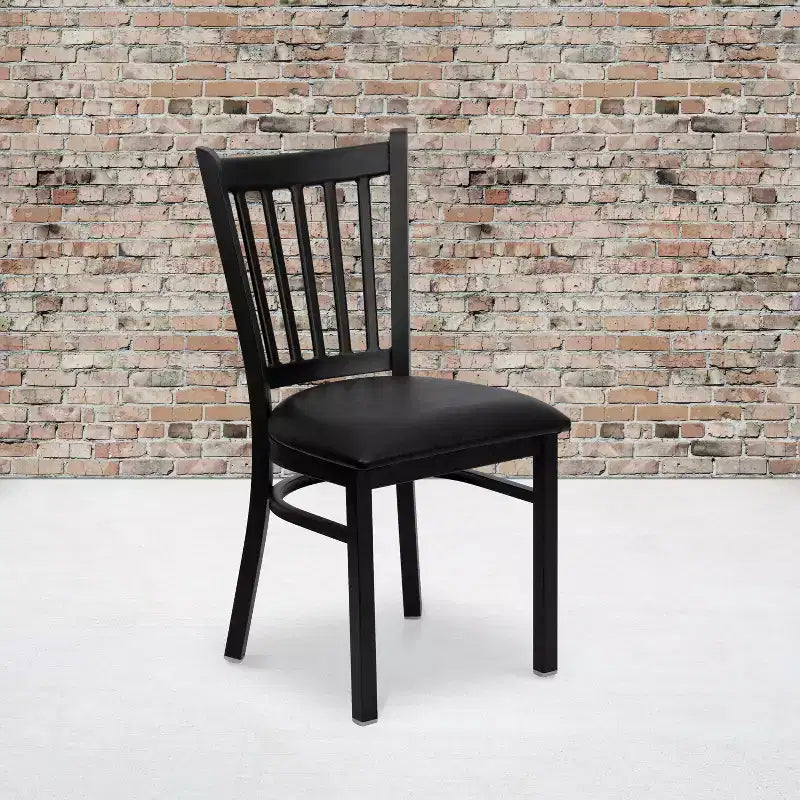 Emma and Oliver 2 Pack Vertical Back Metal Restaurant Chair