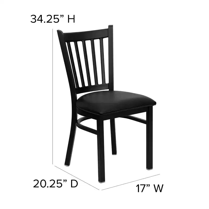 Emma and Oliver 2 Pack Vertical Back Metal Restaurant Chair