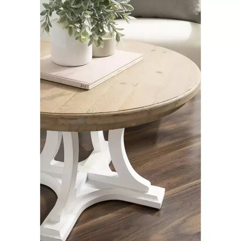 Kate and Laurel Linsley Round Wood Coffee Table, 28 Diameter, Rustic Brown