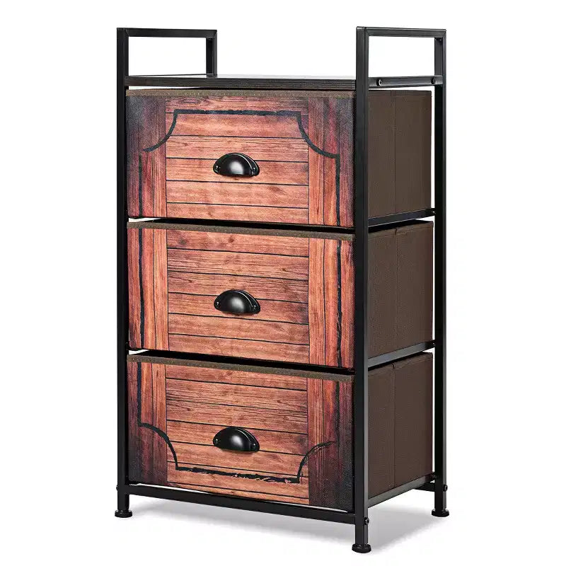 Costway 3 Drawer Fabric Dresser Storage Sturdy Steel Frame Closet
