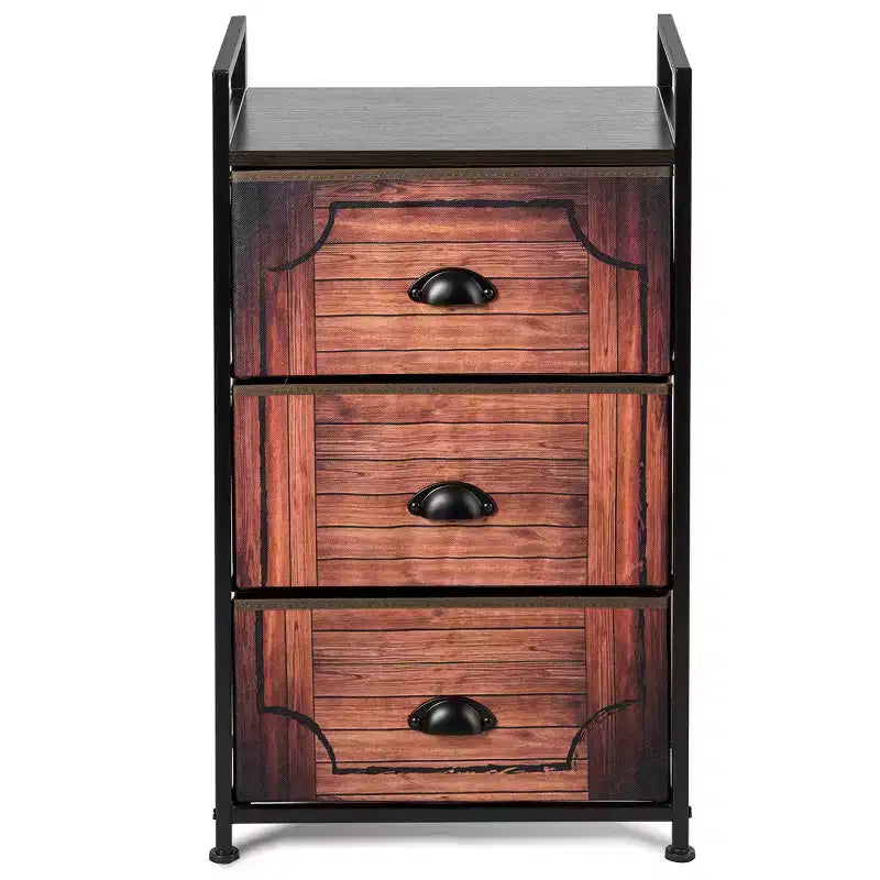 Costway 3 Drawer Fabric Dresser Storage Sturdy Steel Frame Closet
