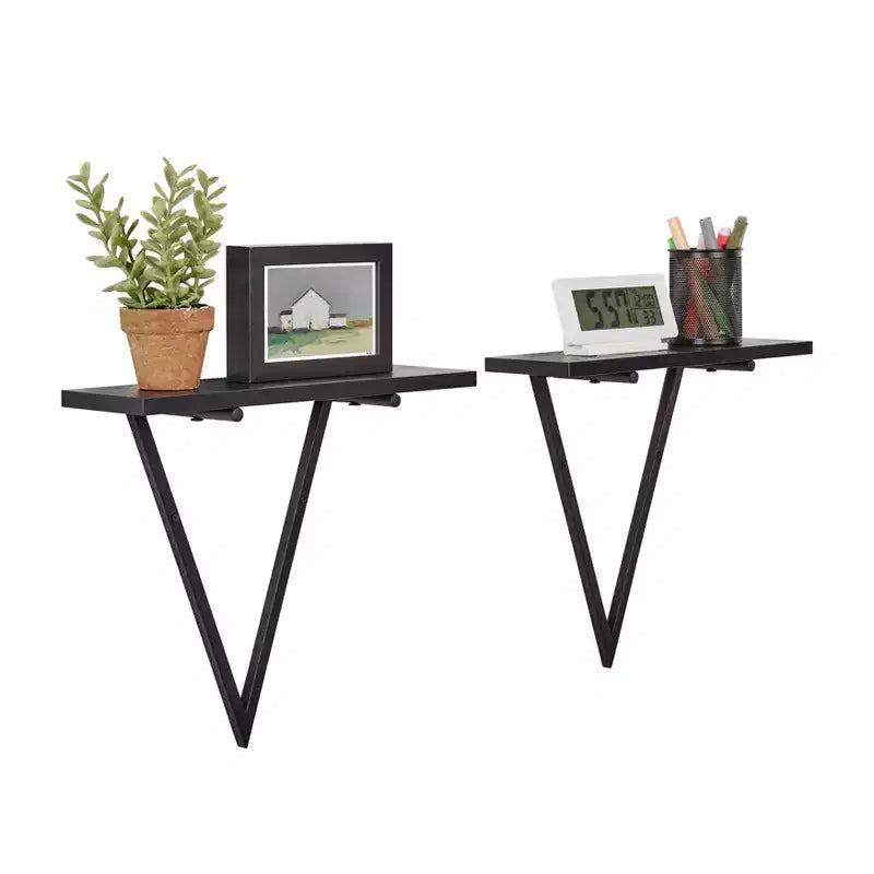 15.7 x 13.5 Set of 2 Reversible Triangle Accent Wall Shelves - Danya B.