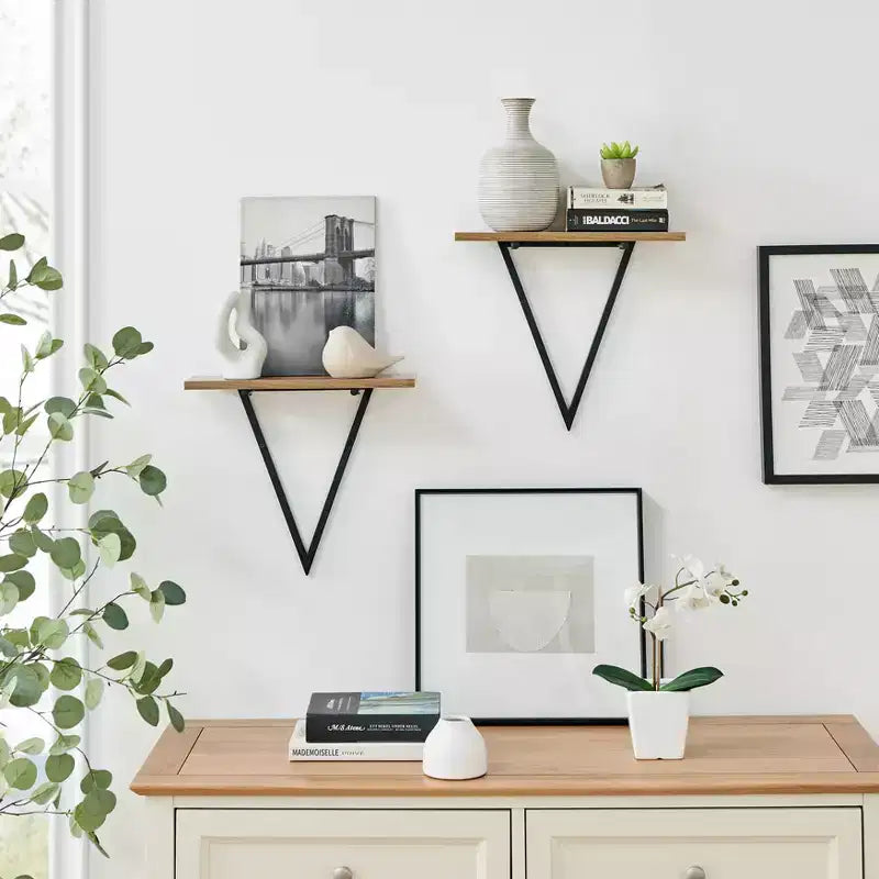 15.7 x 13.5 Set of 2 Reversible Triangle Accent Wall Shelves - Danya B.