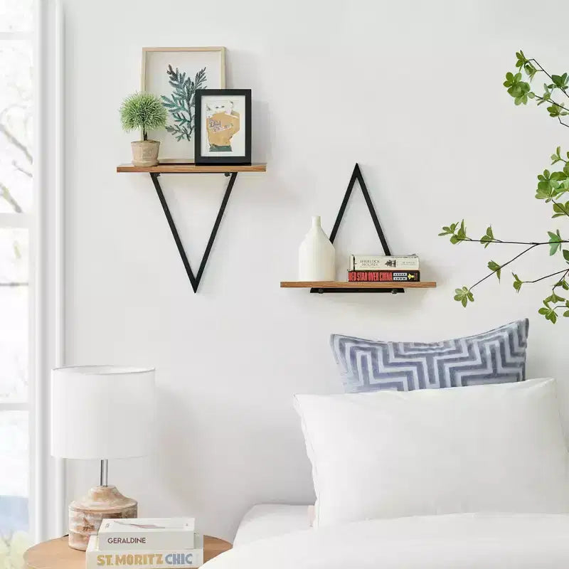15.7 x 13.5 Set of 2 Reversible Triangle Accent Wall Shelves - Danya B.