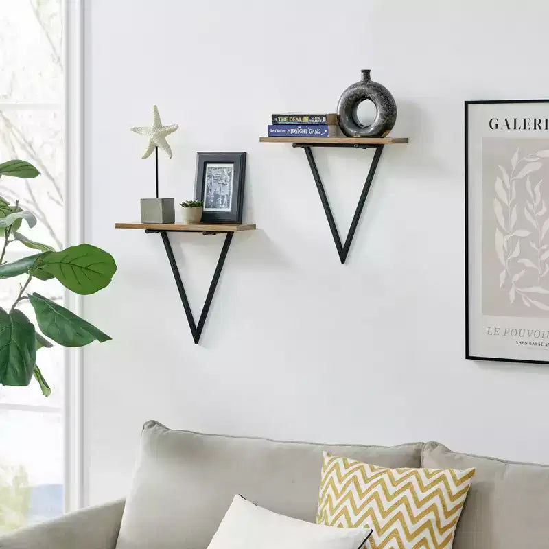 15.7 x 13.5 Set of 2 Reversible Triangle Accent Wall Shelves - Danya B.