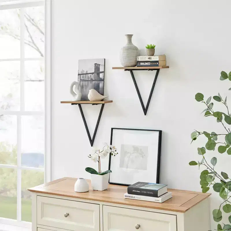 15.7 x 13.5 Set of 2 Reversible Triangle Accent Wall Shelves - Danya B.