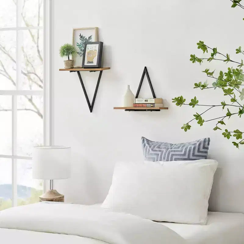 15.7 x 13.5 Set of 2 Reversible Triangle Accent Wall Shelves - Danya B.