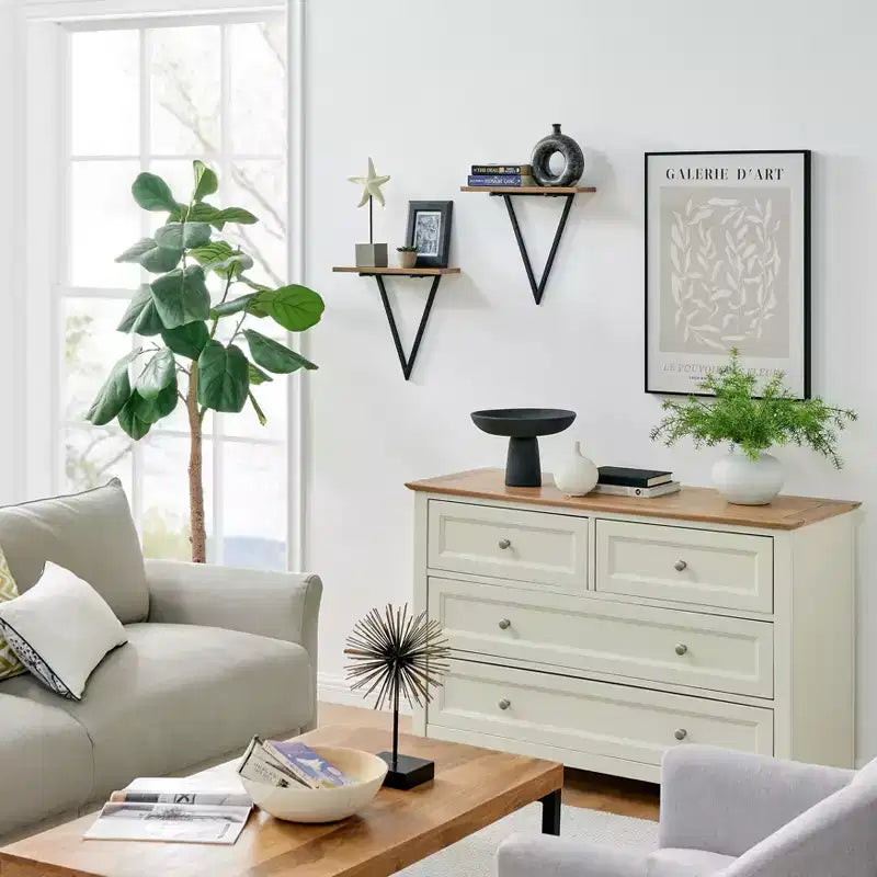 15.7 x 13.5 Set of 2 Reversible Triangle Accent Wall Shelves - Danya B.