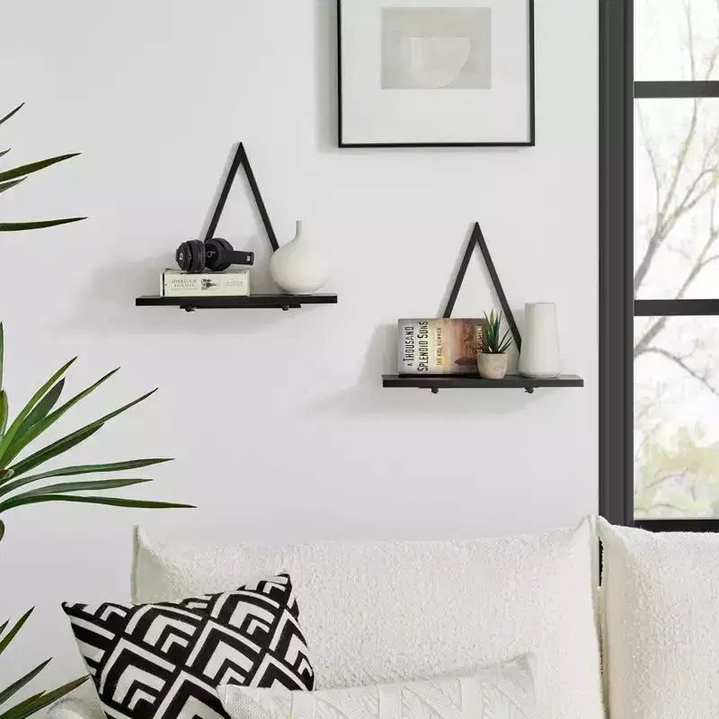 15.7 x 13.5 Set of 2 Reversible Triangle Accent Wall Shelves - Danya B.