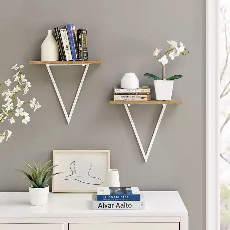 15.7 x 13.5 Set of 2 Reversible Triangle Accent Wall Shelves - Danya B.