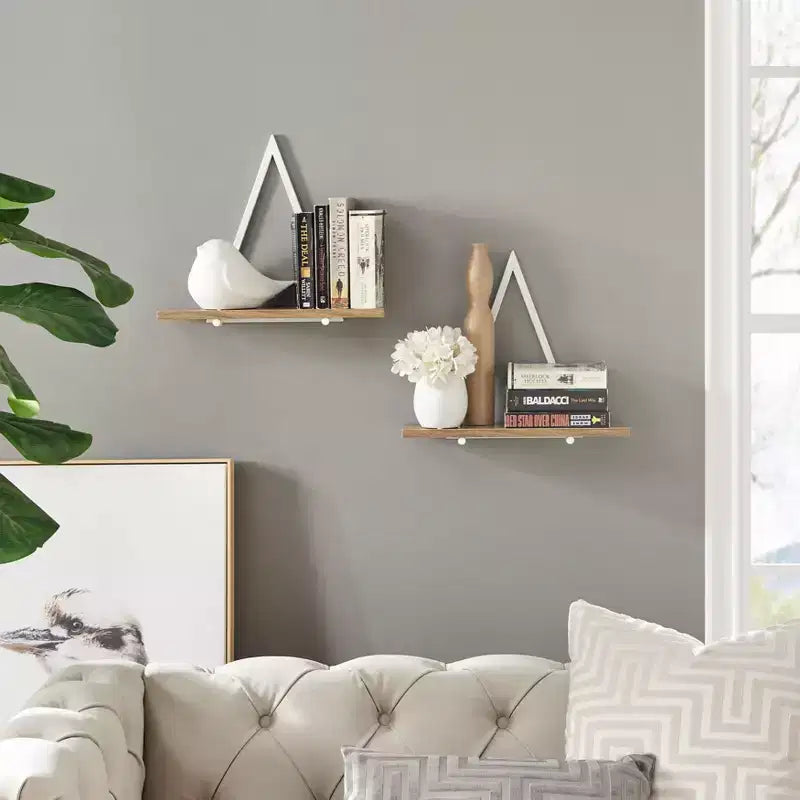 15.7 x 13.5 Set of 2 Reversible Triangle Accent Wall Shelves - Danya B.