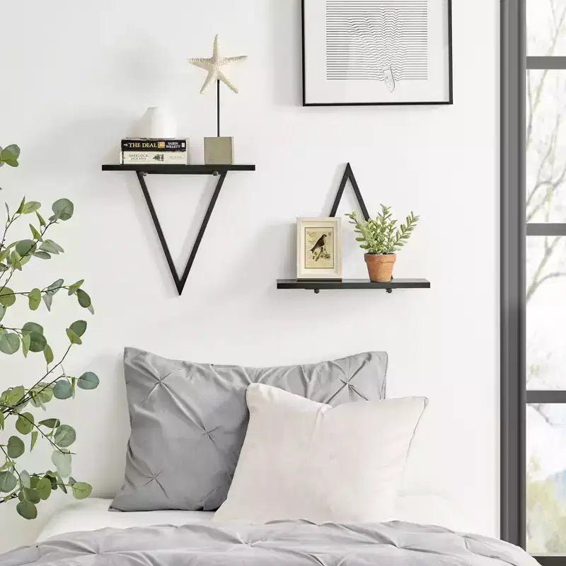 15.7 x 13.5 Set of 2 Reversible Triangle Accent Wall Shelves - Danya B.