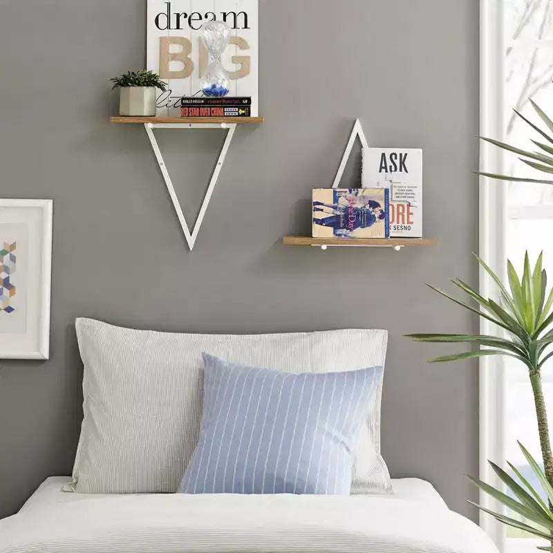 15.7 x 13.5 Set of 2 Reversible Triangle Accent Wall Shelves - Danya B.