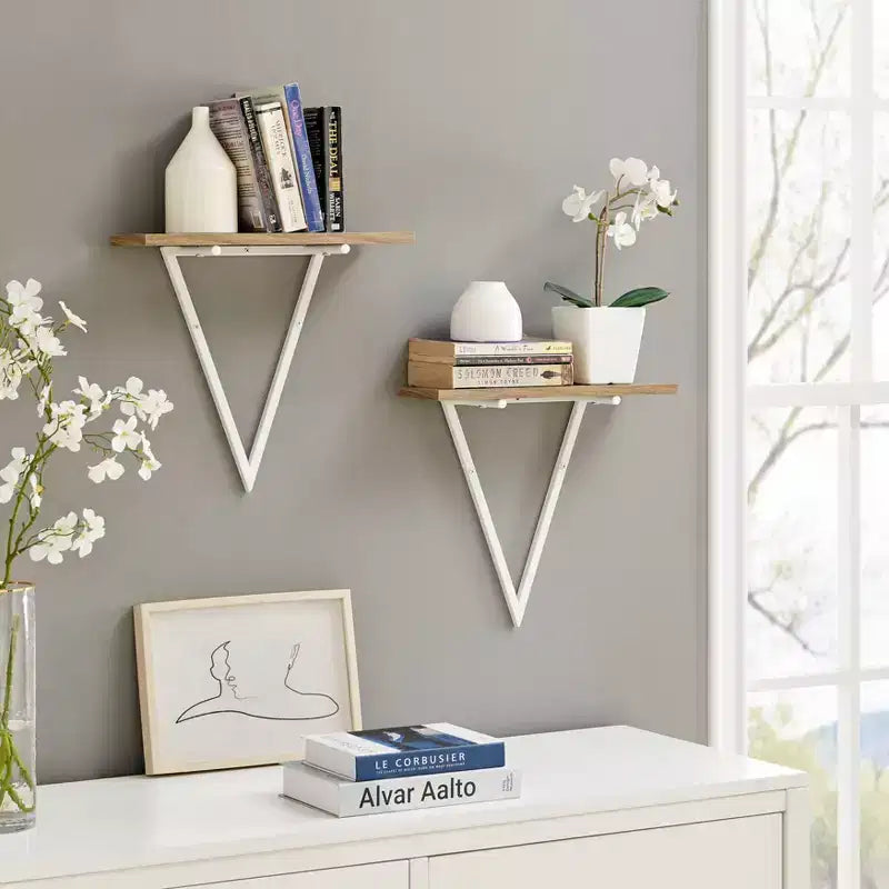 15.7 x 13.5 Set of 2 Reversible Triangle Accent Wall Shelves - Danya B.