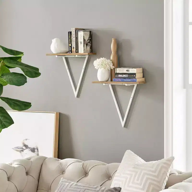 15.7 x 13.5 Set of 2 Reversible Triangle Accent Wall Shelves - Danya B.