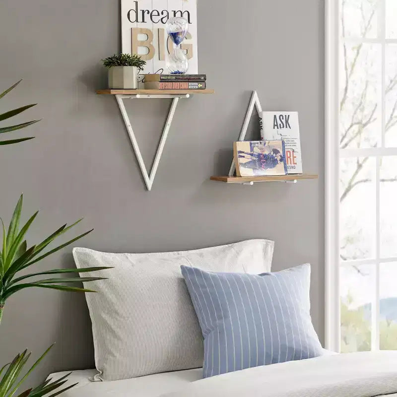15.7 x 13.5 Set of 2 Reversible Triangle Accent Wall Shelves - Danya B.