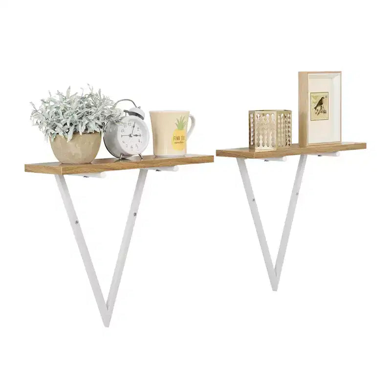 15.7 x 13.5 Set of 2 Reversible Triangle Accent Wall Shelves - Danya B.