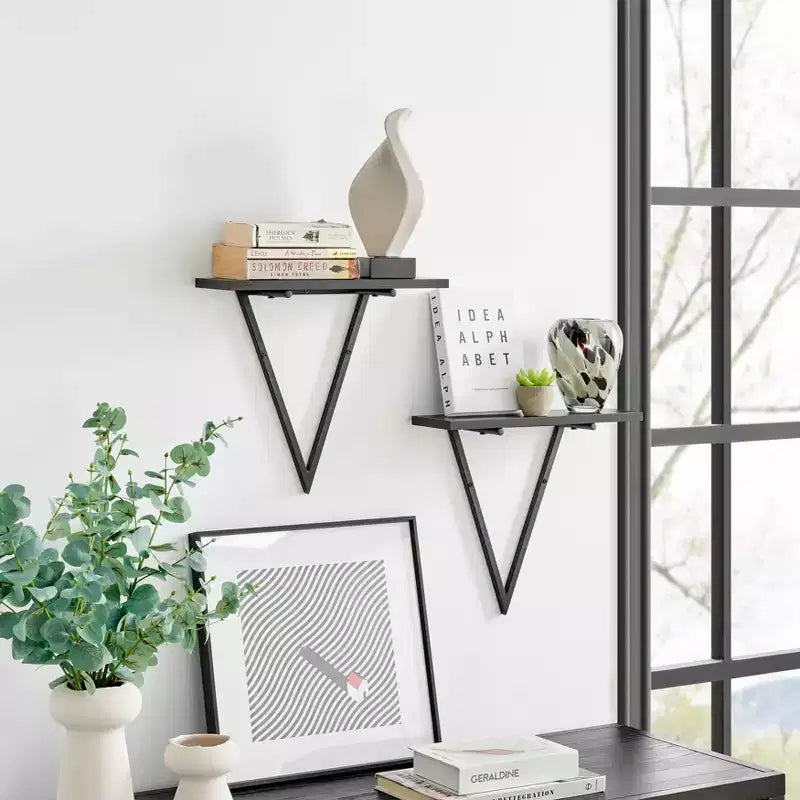 15.7 x 13.5 Set of 2 Reversible Triangle Accent Wall Shelves - Danya B.