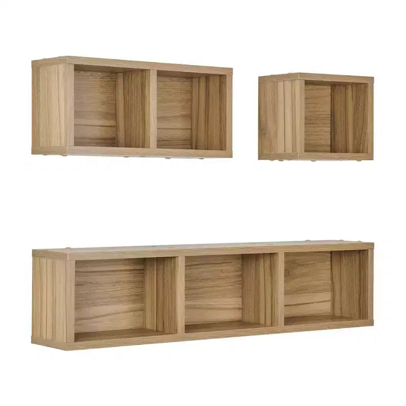 3pc Bauhaus Floating Geometric Cubby Wall Shelf Set - Danya B.