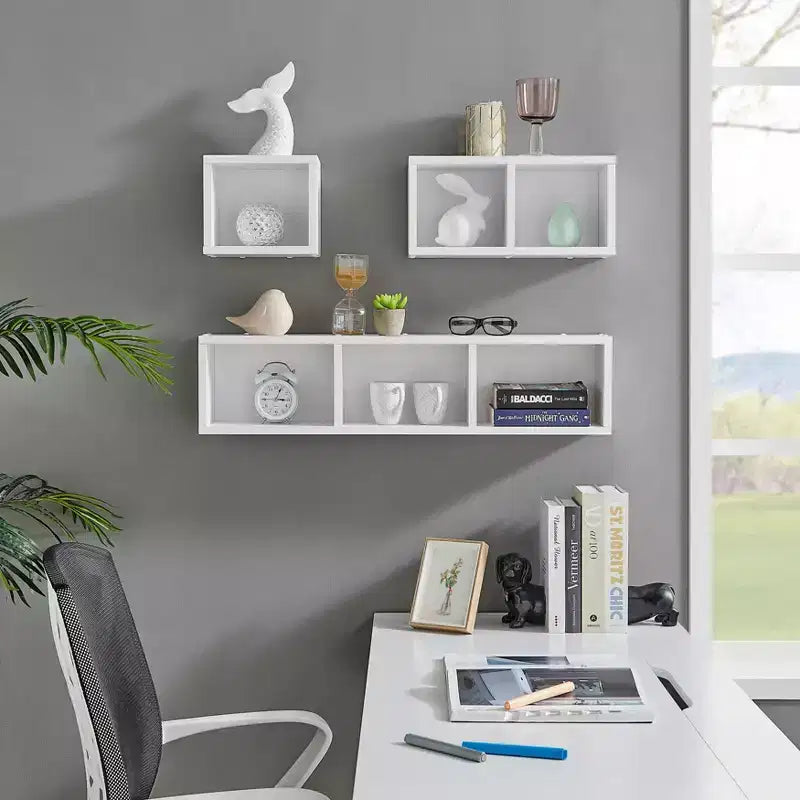 3pc Bauhaus Floating Geometric Cubby Wall Shelf Set - Danya B.