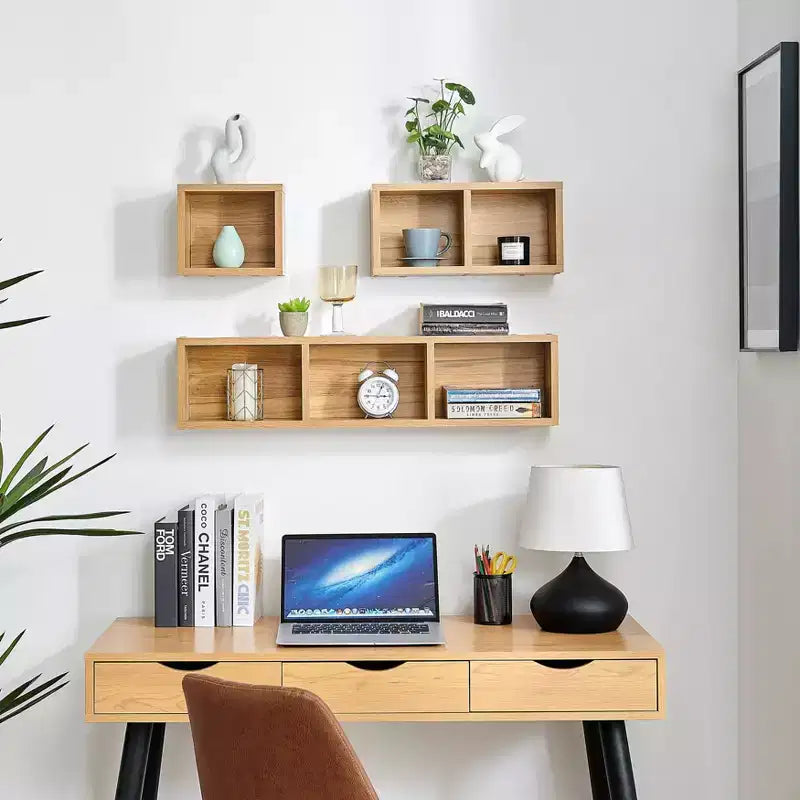 3pc Bauhaus Floating Geometric Cubby Wall Shelf Set - Danya B.