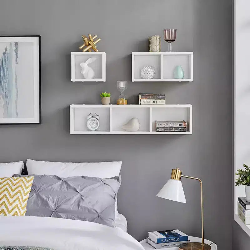 3pc Bauhaus Floating Geometric Cubby Wall Shelf Set - Danya B.