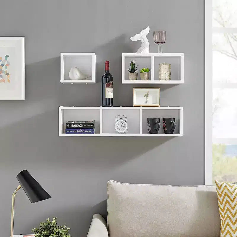 3pc Bauhaus Floating Geometric Cubby Wall Shelf Set - Danya B.