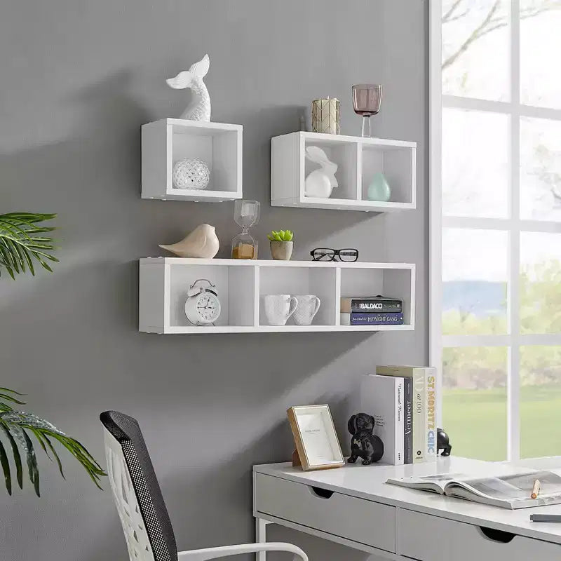 3pc Bauhaus Floating Geometric Cubby Wall Shelf Set - Danya B.