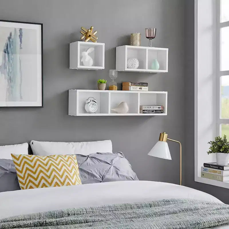 3pc Bauhaus Floating Geometric Cubby Wall Shelf Set - Danya B.
