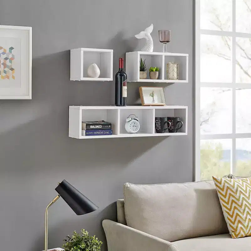 3pc Bauhaus Floating Geometric Cubby Wall Shelf Set - Danya B.