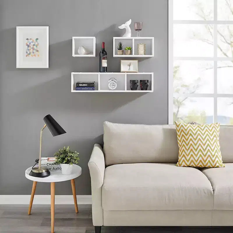 3pc Bauhaus Floating Geometric Cubby Wall Shelf Set - Danya B.
