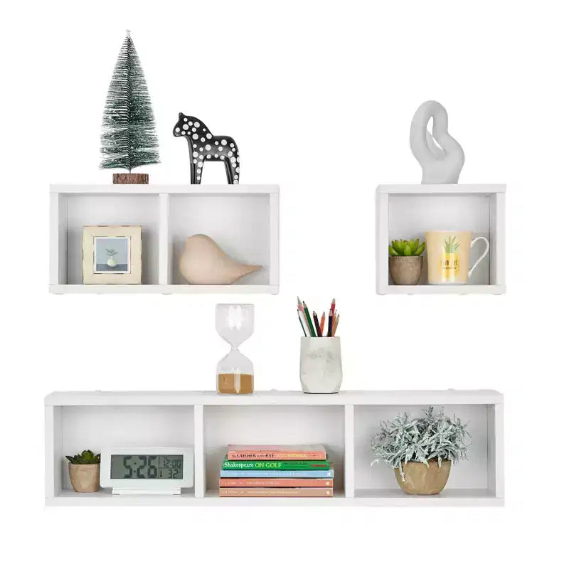 3pc Bauhaus Floating Geometric Cubby Wall Shelf Set - Danya B.