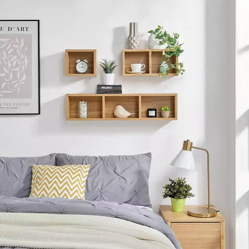 3pc Bauhaus Floating Geometric Cubby Wall Shelf Set - Danya B.