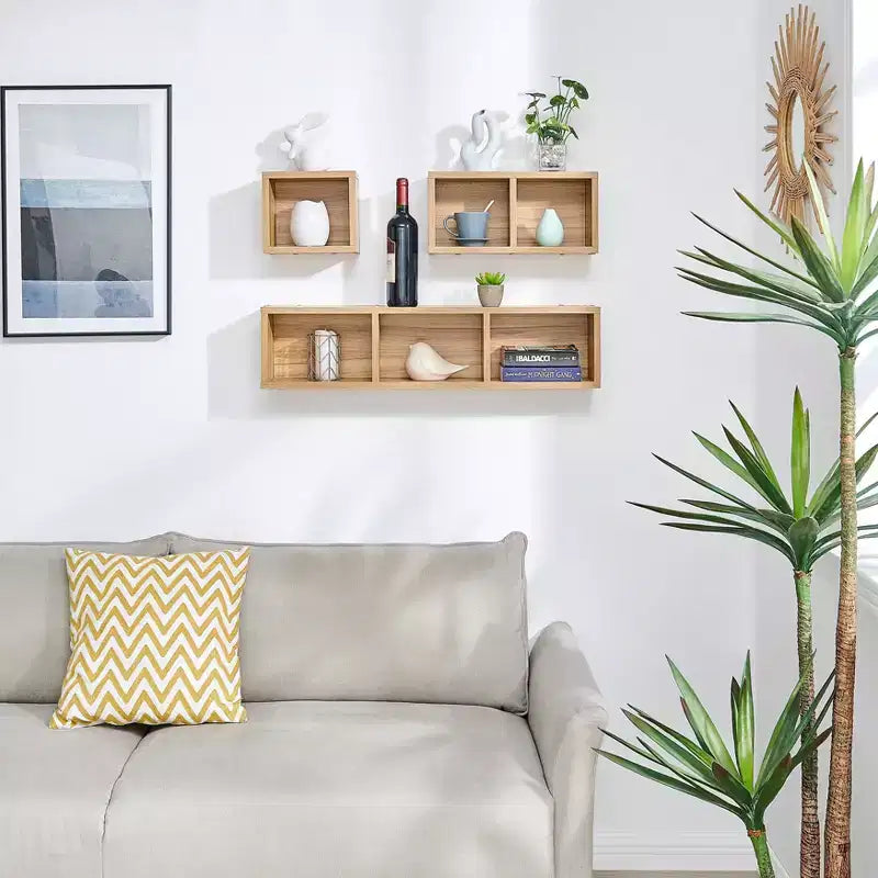 3pc Bauhaus Floating Geometric Cubby Wall Shelf Set - Danya B.