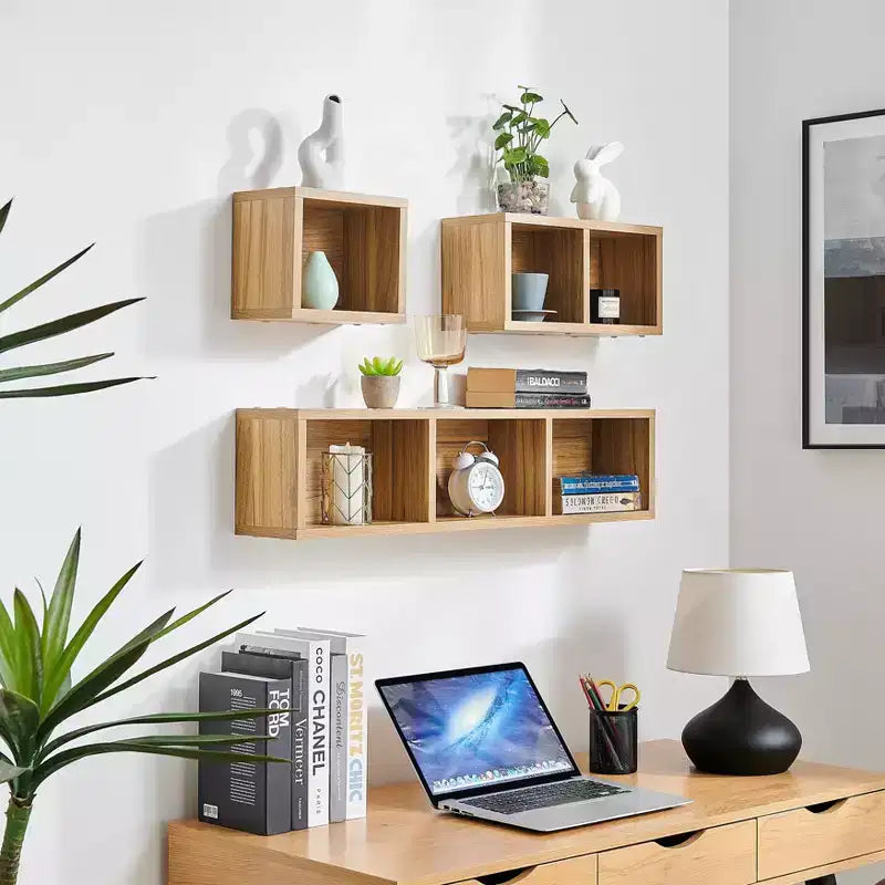3pc Bauhaus Floating Geometric Cubby Wall Shelf Set - Danya B.