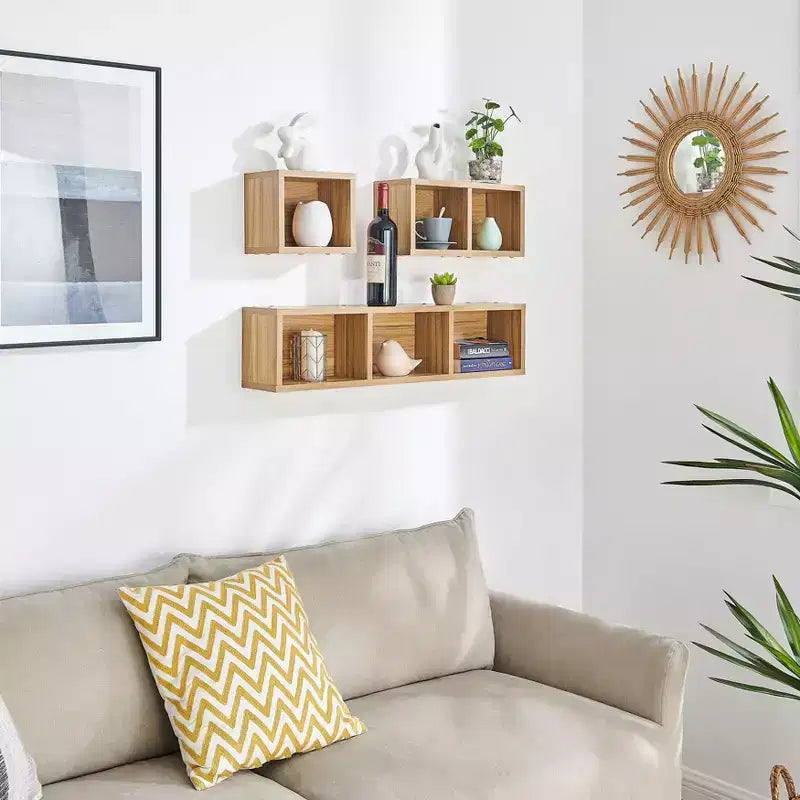 3pc Bauhaus Floating Geometric Cubby Wall Shelf Set - Danya B.