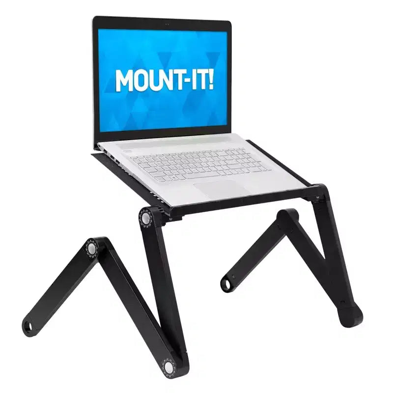 Mount-It! Adjustable Laptop Stand | Portable Standing Desk | Large Size Aluminum Bed Lap Tray Lightweight and Multi-Functional For Work, School & Home