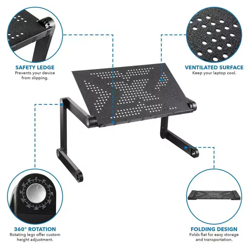 Mount-It! Adjustable Laptop Stand | Portable Standing Desk | Large Size Aluminum Bed Lap Tray Lightweight and Multi-Functional For Work, School & Home