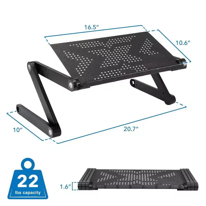 Mount-It! Adjustable Laptop Stand | Portable Standing Desk | Large Size Aluminum Bed Lap Tray Lightweight and Multi-Functional For Work, School & Home
