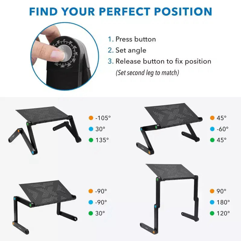 Mount-It! Adjustable Laptop Stand | Portable Standing Desk | Large Size Aluminum Bed Lap Tray Lightweight and Multi-Functional For Work, School & Home