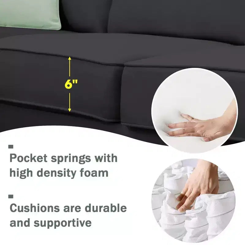 Modular Sectional Sofa 7 Seats with Ottoman L Shape Fabric Sofa Corner Couch Set with 3 Pillows-ModernLuxe