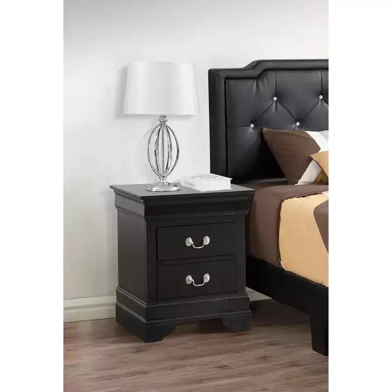 Passion Furniture Louis Philippe 2-Drawer Nightstand (24 in. H X 21 in. W X 16 in. D)