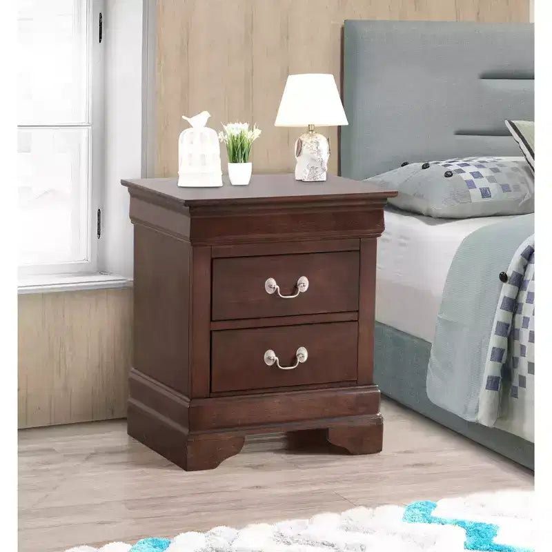 Passion Furniture Louis Philippe 2-Drawer Nightstand (24 in. H X 21 in. W X 16 in. D)
