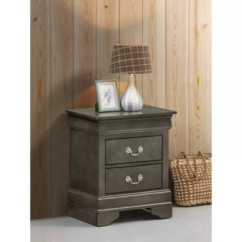 Passion Furniture Louis Philippe 2-Drawer Nightstand (24 in. H X 21 in. W X 16 in. D)
