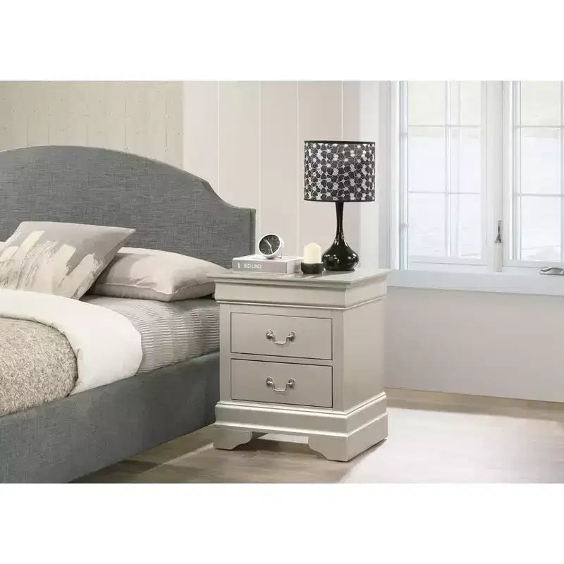 Passion Furniture Louis Philippe 2-Drawer Nightstand (24 in. H X 21 in. W X 16 in. D)