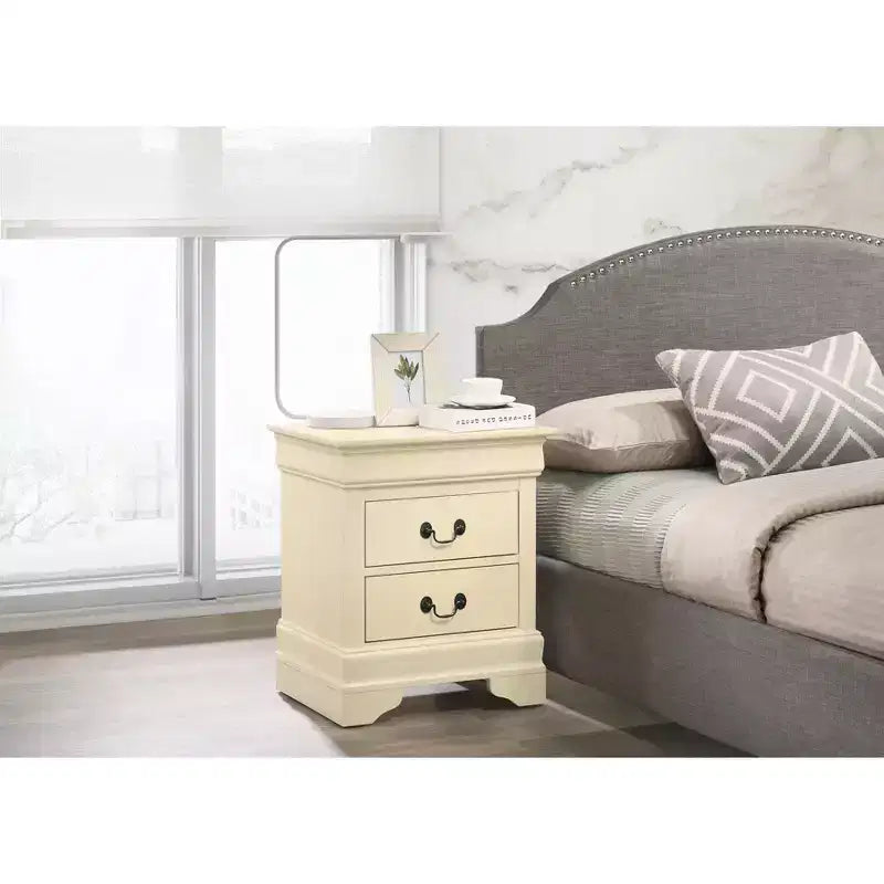 Passion Furniture Louis Philippe 2-Drawer Nightstand (24 in. H X 21 in. W X 16 in. D)