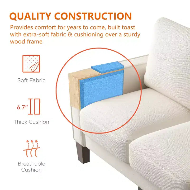 75 Modern Living Room Furniture Fabric Sofa - ModernLuxe